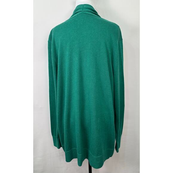 Lands’ End Women’s XL Emerald Green Open Front Long Cardigan Sweater - Picture 5 of 13